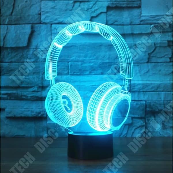 TD® 3D Optisk LED Nattljus 3D LED Nattljus Musik Dynamiskt headset med 7 ljusfärger för heminredning La