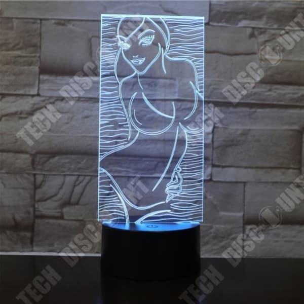 TD® Dekorativ USB Dam 7 färger Fjärrkontroll Optisk illusion Nattljus 3D Visualisering Bordsbordslampor 3D Glow LED La
