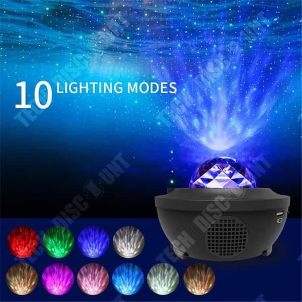 TD® LED Star projektorlampa, roterande nattljusprojektor med flera lägen &amp; fjärrkontroll &amp; timer &amp; högtalare &amp; Bluetooth