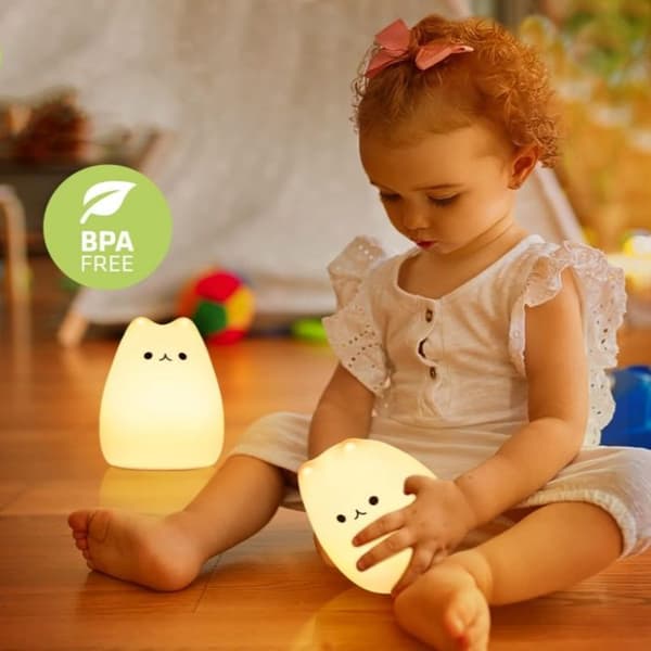 TD® Cat LED-nattlampa för babybarn Bärbar sänglampa Idealisk för sovrumsvardagsrum och utomhuskontrollerbar av T