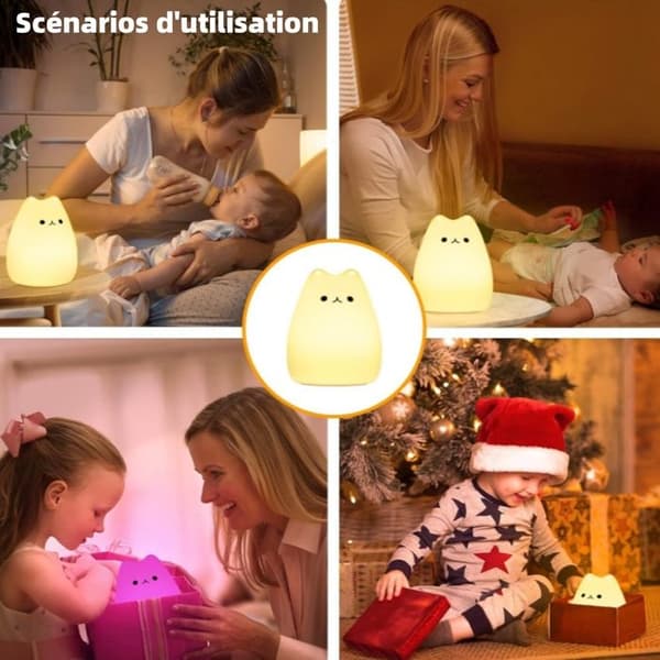 TD® Cat LED-nattlampa för babybarn Bärbar sänglampa Idealisk för sovrumsvardagsrum och utomhuskontrollerbar av T