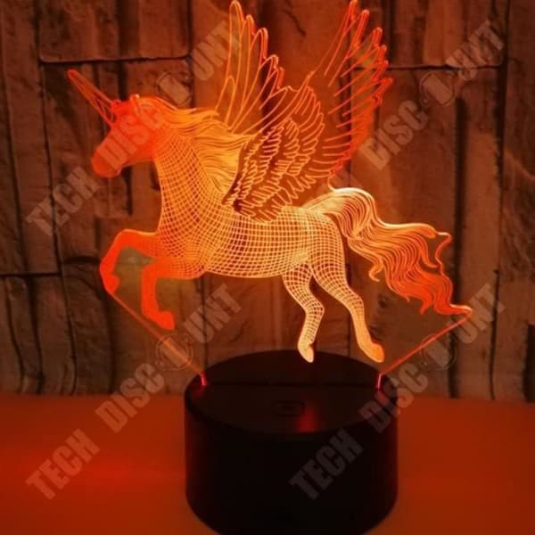 TD® 3D Unicorn Lamp Dimbar Touch med fjärrkontroll LED-belysning 7 färger Ljus Nattljus