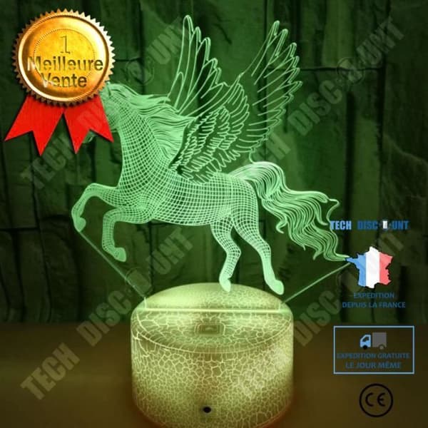 TD® 3D Unicorn Lamp Dimbar Touch med fjärrkontroll LED-belysning 7 färger Ljus Nattljus