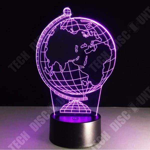 TD® 3D Nattljus Earth Globe Led 7 färgskiftande blixtljus Bord Sängbord Baby Sov Nattlampa Nyhet Barn Barn