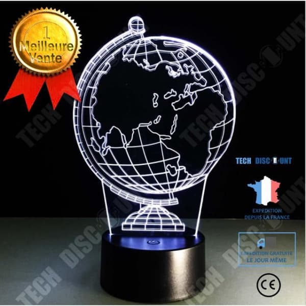 TD® 3D Nattljus Earth Globe Led 7 färgskiftande blixtljus Bord Sängbord Baby Sov Nattlampa Nyhet Barn Barn