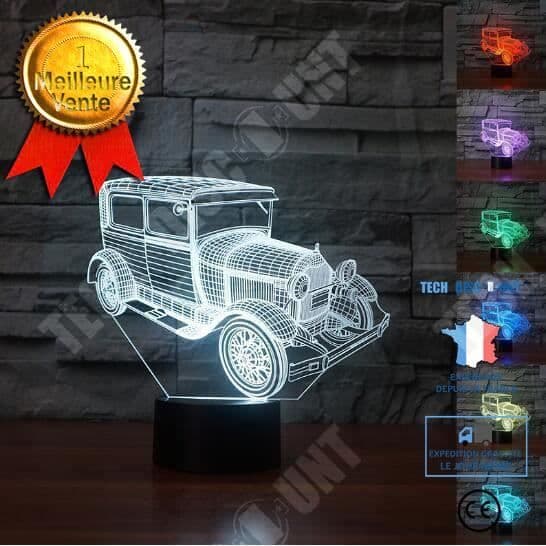 TD® 3D-lampa LED-ljus Bilform / 7 färgförändringar Touch Switch LED Nattljus Akryldekoration Nattljus