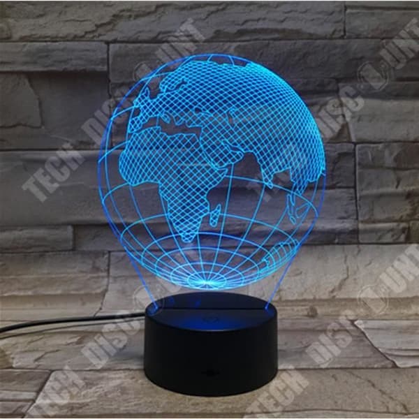 TD® 3D Optical Illusion Lampa Led Nattljus World Geography Earth Globe 3D Lamp Led Art Skulptur 3D Illusion Nattljus