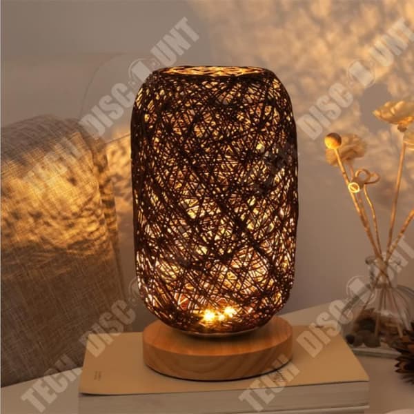 TD® Wood Rotting String Ball Lights Bordslampa Sovrum Hem Art Decor Skrivbordslampa