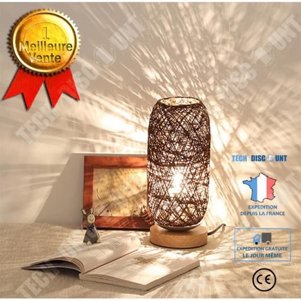 TD® Wood Rotting String Ball Lights Bordslampa Sovrum Hem Art Decor Skrivbordslampa