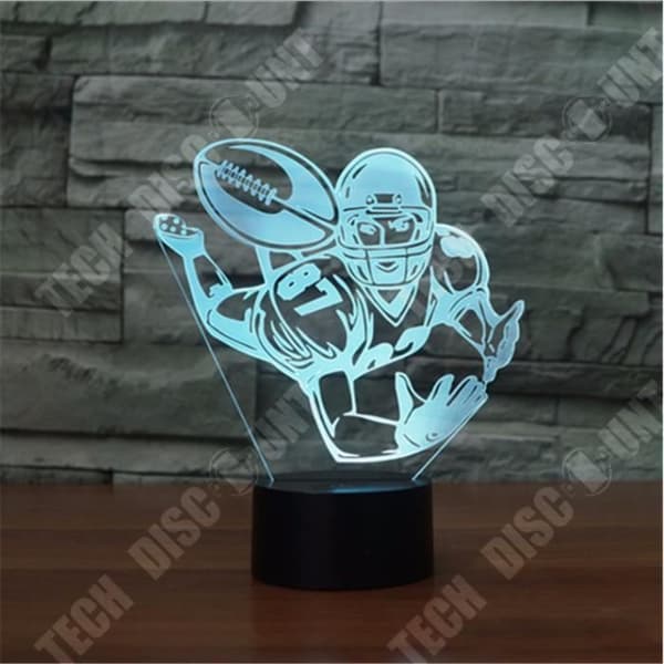 TD® 3D Optisk LED-nattlampa 3D LED-nattlampa Spela Rugby Amerikansk fotboll med 7 ljusfärger för heminredning