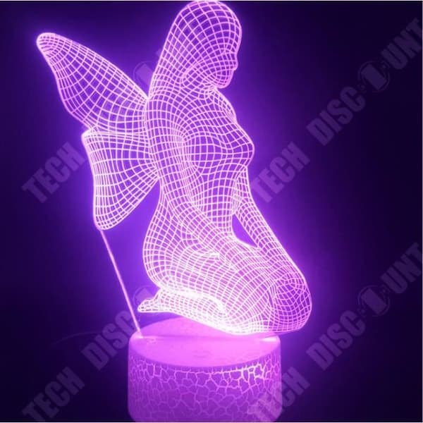 TD® Dekorativ USB-ängel 7 färger Fjärrkontroll Optisk illusion 3D Night Light Visualization Bordsbordslampor 3D Glow LED AT60453