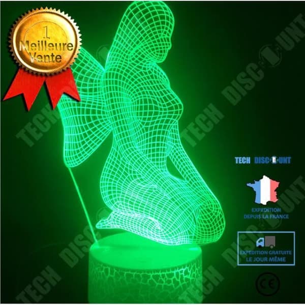 TD® Dekorativ USB-ängel 7 färger Fjärrkontroll Optisk illusion 3D Night Light Visualization Bordsbordslampor 3D Glow LED AT60453