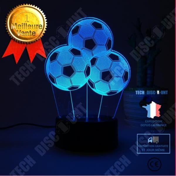 TD® 3D Optisk Illusion Lampa Led Nattljus 3D Led Nattljus Ballong Fotboll Fotboll Lampada Led 7 Färgglada Gradient Touch Creati