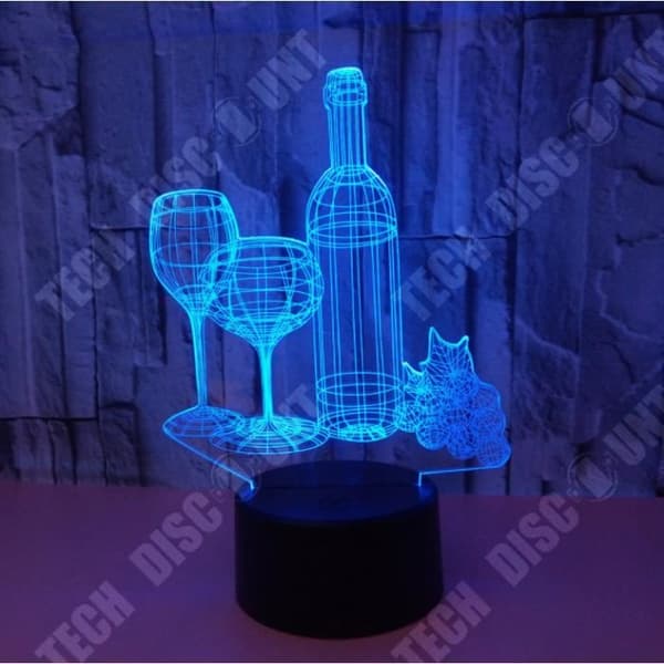TD® Färgstark 3D Bordslampa Vinflaska 3D Nattljus Touch Fjärrkontroll Hemgåva 3D Nattljus