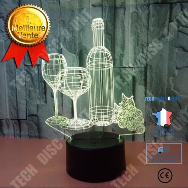 TD® Färgstark 3D Bordslampa Vinflaska 3D Nattljus Touch Fjärrkontroll Hemgåva 3D Nattljus
