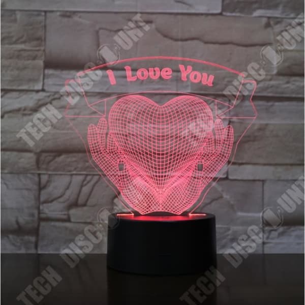 TD® Dekorativ USB Love 7 färger Fjärrkontroll Optisk illusion Nattljus 3D Visualisering Bordsbordslampor 3D Glow LED Lam