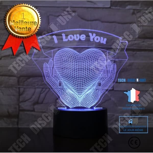 TD® Dekorativ USB Love 7 färger Fjärrkontroll Optisk illusion Nattljus 3D Visualisering Bordsbordslampor 3D Glow LED Lam