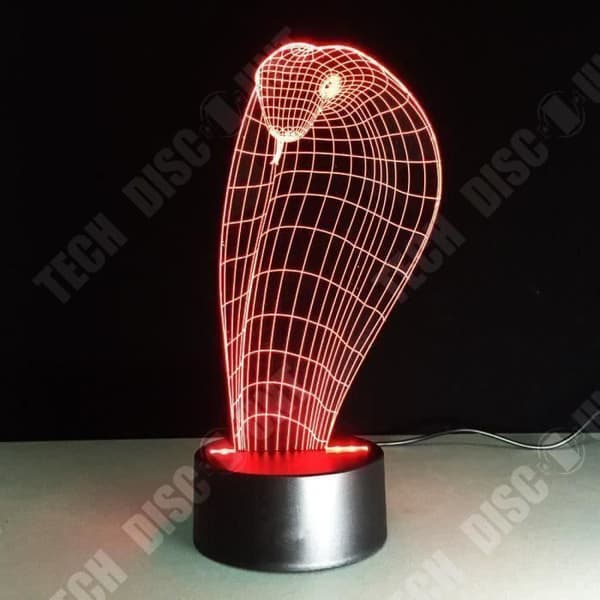 TD® Optisk bordslampa dekorativ touch 7 färger optisk illusion - cobra modell - låg förbrukning USB-kabel eller 3 AAA-batterier