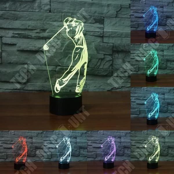 TD® Optisk bordslampa dekorativ touch 7 färger optisk illusion - golfmodell - låg förbrukning USB-kabel eller 3 AAA-batterier