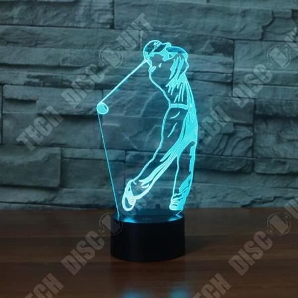 TD® Optisk bordslampa dekorativ touch 7 färger optisk illusion - golfmodell - låg förbrukning USB-kabel eller 3 AAA-batterier