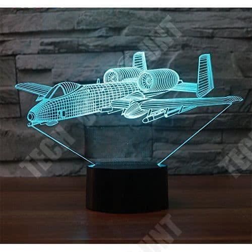TD® Optisk bordslampa dekorativ touch 7 färger optisk illusion - flygplansmodell - låg förbrukning USB-kabel eller nätkontakt