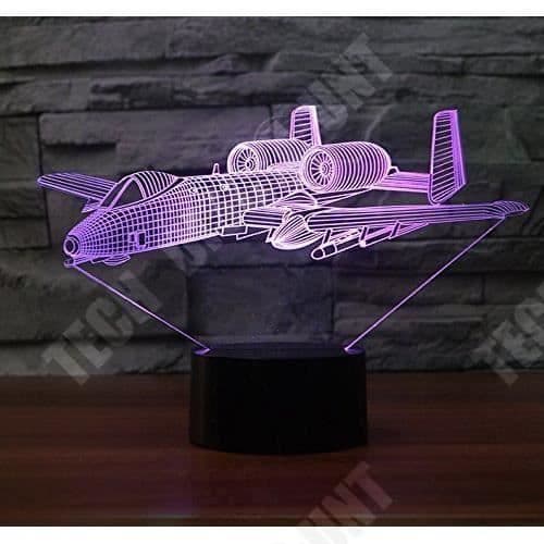 TD® Optisk bordslampa dekorativ touch 7 färger optisk illusion - flygplansmodell - låg förbrukning USB-kabel eller nätkontakt