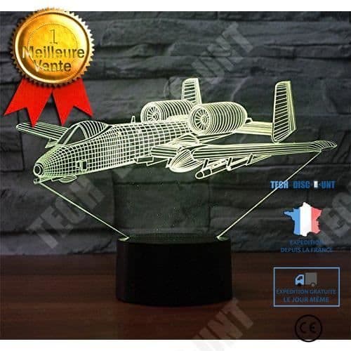 TD® Optisk bordslampa dekorativ touch 7 färger optisk illusion - flygplansmodell - låg förbrukning USB-kabel eller nätkontakt