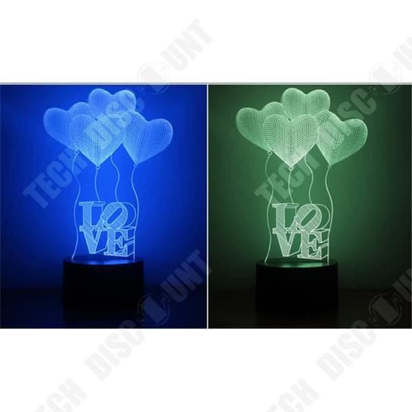 TD® Optisk bordslampa dekorativ touch 7 färger optisk illusion - hjärtballonger - låg förbrukning USB-kabel eller 3 AAA-batterier