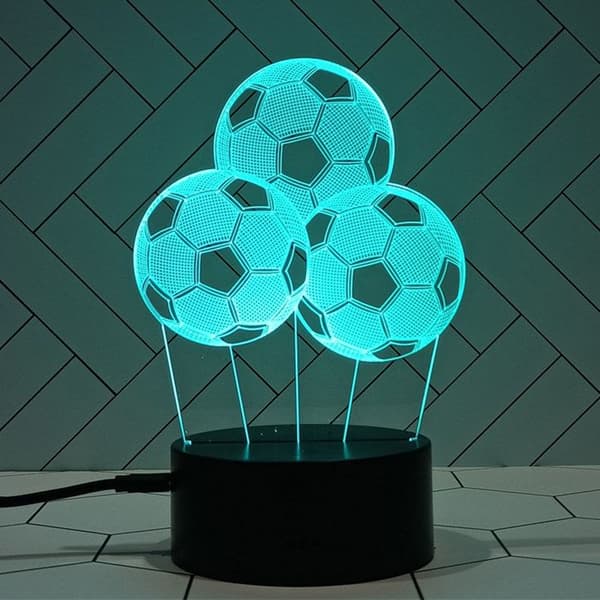 TD® Optisk bordslampa dekorativ touch 7 färger optisk illusion - fotbollsmodell - låg förbrukning USB-kabel 3 AAA-batterier