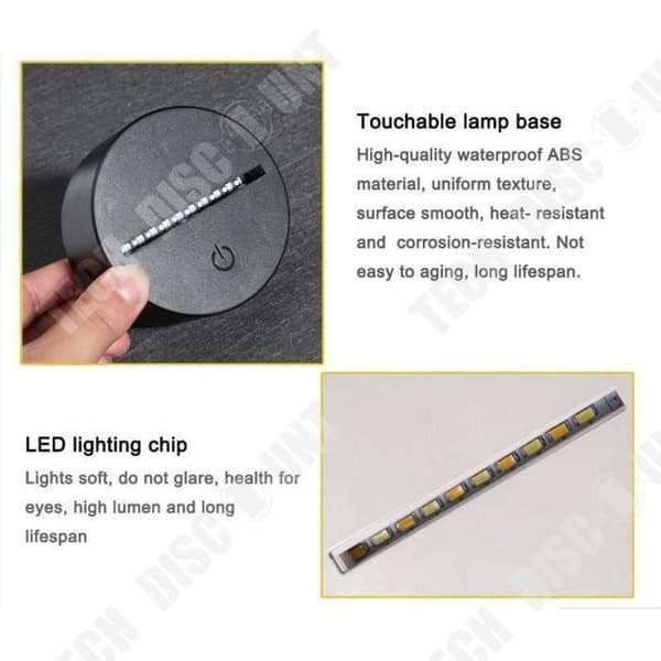 TD® Optisk bordslampa dekorativ touch 7 färger optisk illusion - bröllopsmodell - låg förbrukning USB-kabel eller 3 AA-batterier