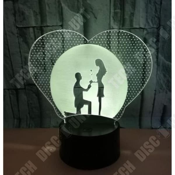 TD® Optisk bordslampa dekorativ touch 7 färger optisk illusion - bröllopsmodell - låg förbrukning USB-kabel eller 3 AA-batterier