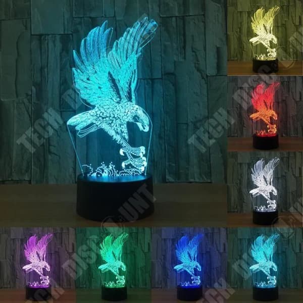 TD® Optisk bordslampa dekorativ touch 7 färger optisk illusion - falkmodell - lågförbrukning USB-kabel eller 3 AAA-batterier