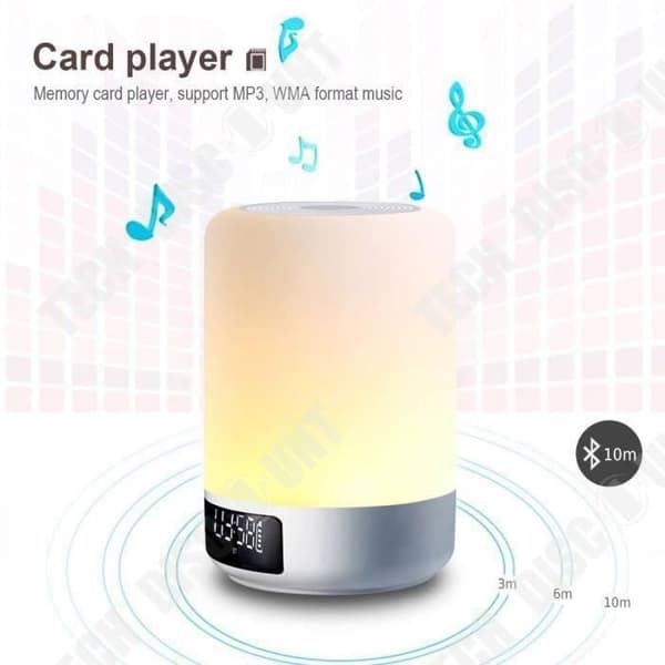TD® Multicolor trådlös bluetooth-lampa högtalare kompatibel multifunktions LED-lampa 4 ljusstyrka intensiteter avkopplande atmosfär