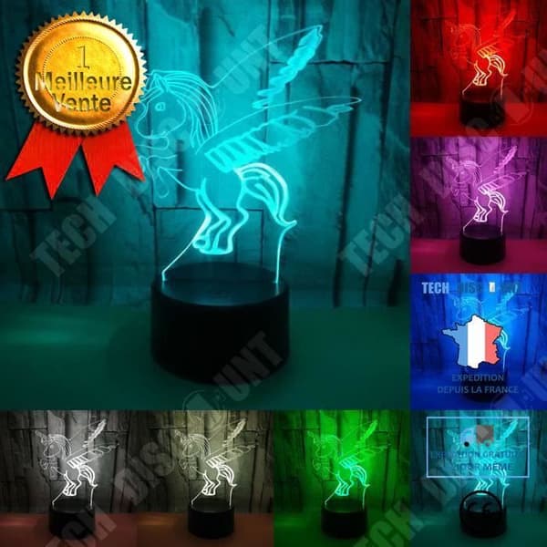 TD® Unicorn Lamp USB LED 3D Visual Night Light Barnsovrum Sängbordslampa Presentlampa Ljusarmatur