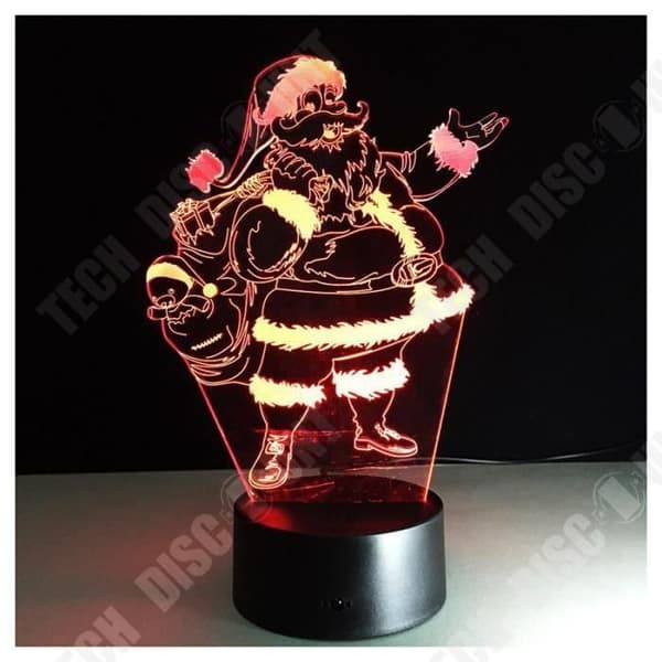 TD® Optisk bordslampa dekorativ touch 7 färger optisk illusion - Santa Claus modell - låg förbrukning USB-kabel 3 AAA-batterier