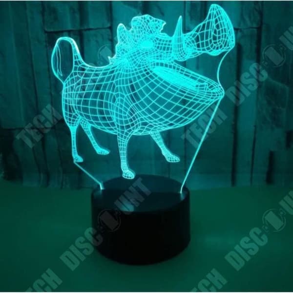 TD® Optisk bordslampa dekorativ touch 7 färger optisk illusion - pumba modell - låg förbrukning USB-kabel eller 3 AAA-batterier