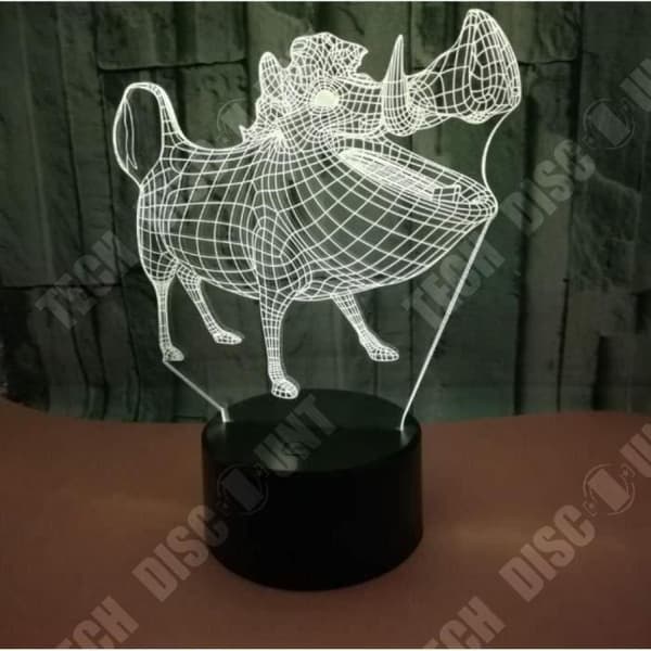TD® Optisk bordslampa dekorativ touch 7 färger optisk illusion - pumba modell - låg förbrukning USB-kabel eller 3 AAA-batterier