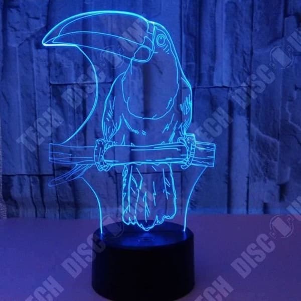 TD® Optisk bordslampa dekorativ touch 7 färger optisk illusion - tukanmodell - lågförbrukning USB-kabel eller 3 AAA-batterier