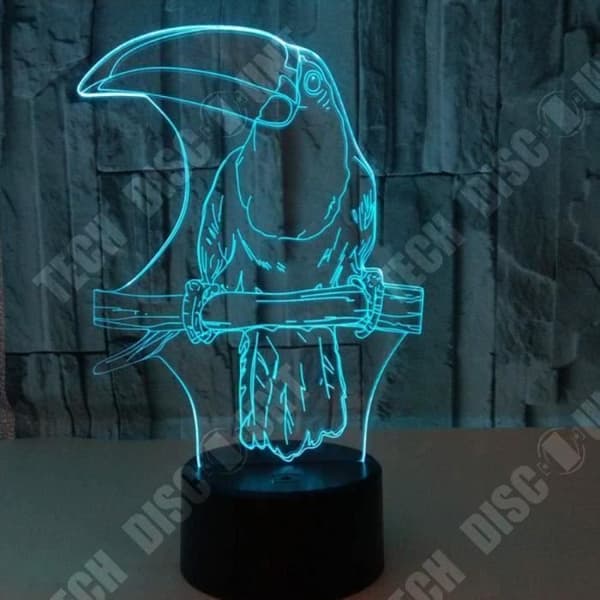 TD® Optisk bordslampa dekorativ touch 7 färger optisk illusion - tukanmodell - lågförbrukning USB-kabel eller 3 AAA-batterier
