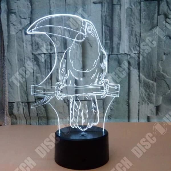 TD® Optisk bordslampa dekorativ touch 7 färger optisk illusion - tukanmodell - lågförbrukning USB-kabel eller 3 AAA-batterier