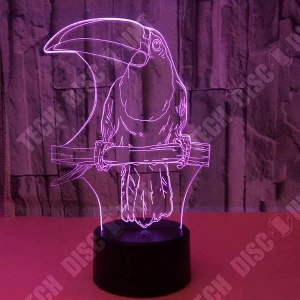 TD® Optisk bordslampa dekorativ touch 7 färger optisk illusion - tukanmodell - lågförbrukning USB-kabel eller 3 AAA-batterier