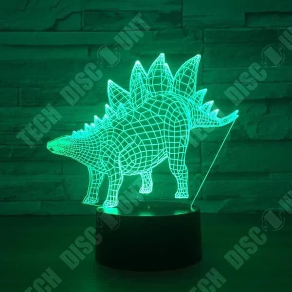 TD® Optisk bordslampa dekorativ touch 7 färger optisk illusion - dinosauriemodell - lågförbrukning USB-kabel sek kontakt