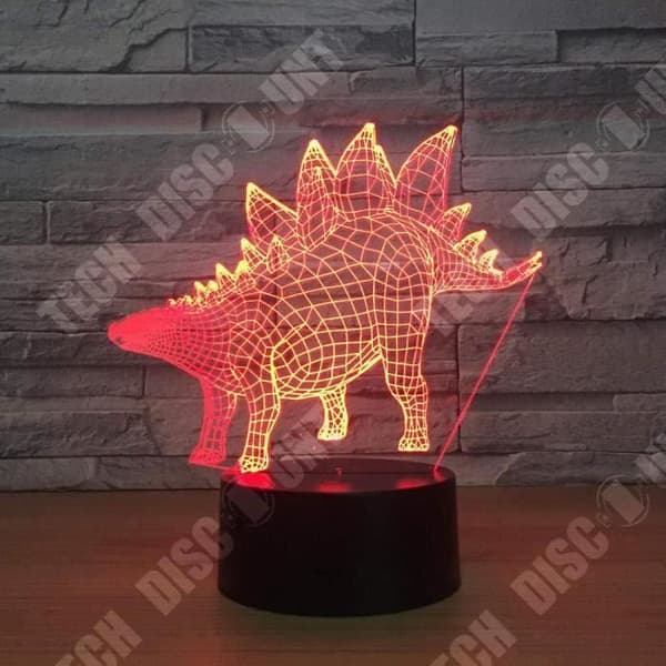 TD® Optisk bordslampa dekorativ touch 7 färger optisk illusion - dinosauriemodell - lågförbrukning USB-kabel sek kontakt
