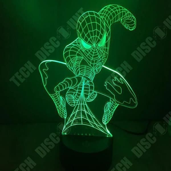 TD® Optisk bordslampa dekorativ taktil 7 färger optisk illusion - spider-man modell - låg förbrukning USB-kabel 3 AA-batterier