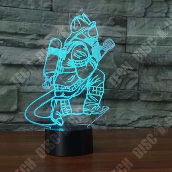 TD® Optisk bordslampa dekorativ touch 7 färger optisk illusion - brandmansmodell - låg förbrukning USB-kabel eller 3 batterier