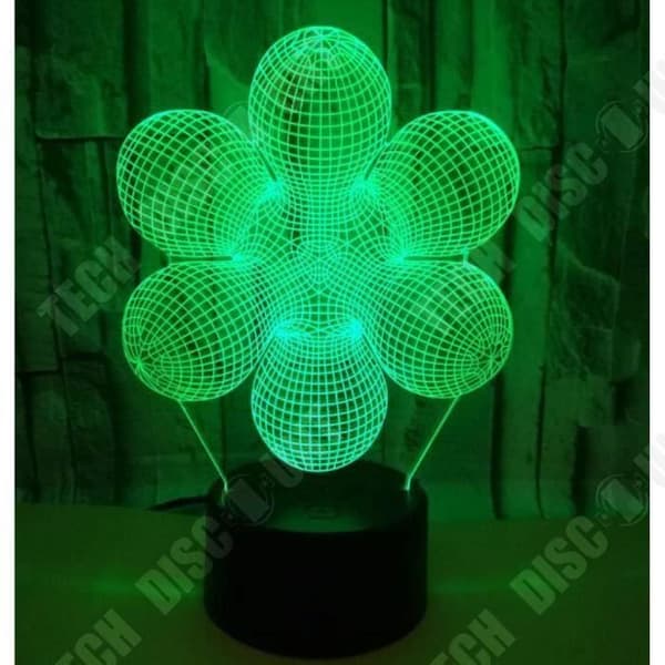 TD® Optisk bordslampa dekorativ touch 7 färger optisk illusion - blommodell - låg förbrukning USB-kabel eller 3 AAA-batterier