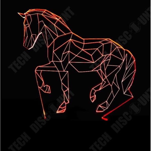TD® Creative Running Pony 3D Night Light Present 3D Fjärrkontroll Dekorativt ljus LED Touch Färgglad bordslampa