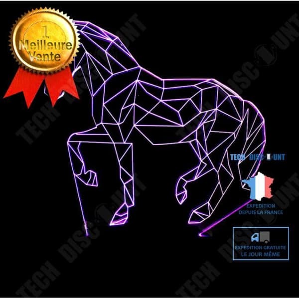 TD® Creative Running Pony 3D Night Light Present 3D Fjärrkontroll Dekorativt ljus LED Touch Färgglad bordslampa