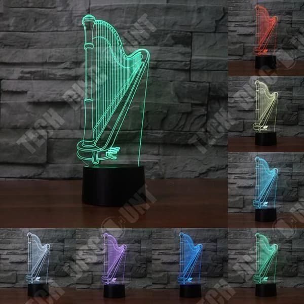 TD® Optisk bordslampa dekorativ touch 7 färger optisk illusion - harpa modell - låg förbrukning USB-kabel eller 3 AAA-batterier