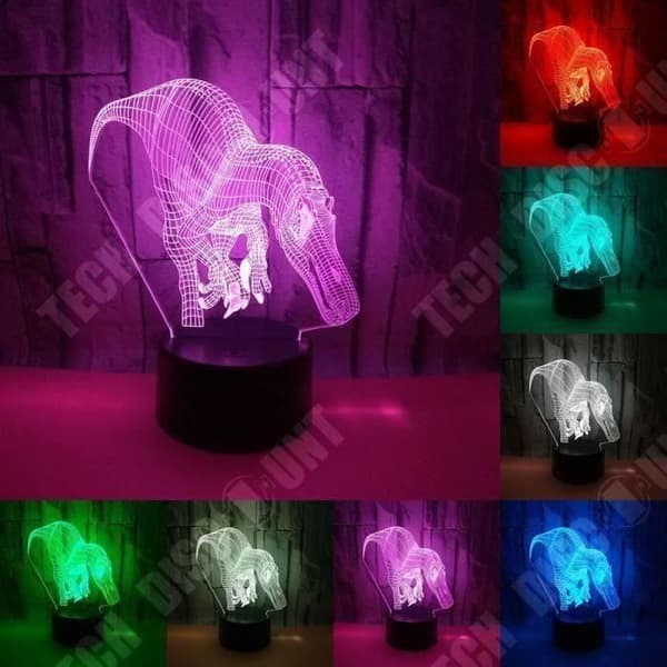 TD® Optisk bordslampa dekorativ touch 7 färger optisk illusion dinosauriemodell - låg förbrukning USB-kabel eller 3 batterier